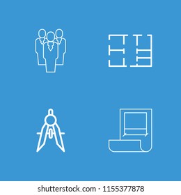 Architect icon. collection of 4 architect filled and outline icons such as compass, plan. editable architect icons for web and mobile.