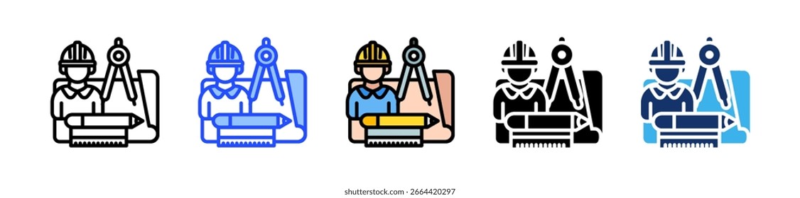 Architect Icon Collection With Multiple Styles
