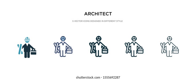 architect icon in different style vector illustration. two colored and black architect vector icons designed in filled, outline, line and stroke style can be used for web, mobile, ui