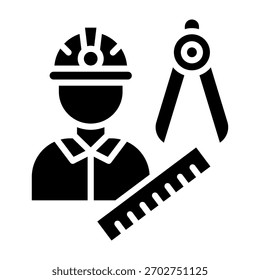 Architect Icon Glyph Style Vector Illustration