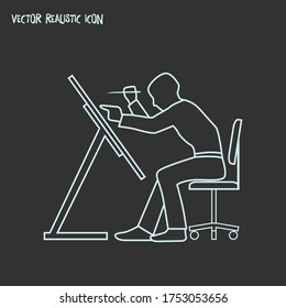 Elemento de línea de icono de arquitecto. Ilustración vectorial de la línea de iconos del arquitecto aislado en fondo limpio para el diseño del logotipo de la aplicación móvil web.