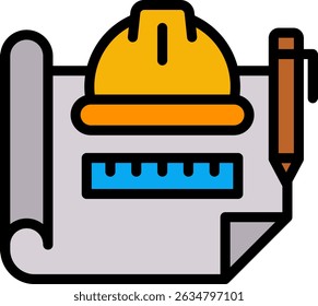 Icono de arquitecto Ilustración vectorial de color lineal
