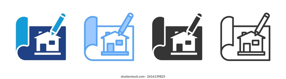 Architect icon set multiple style collection