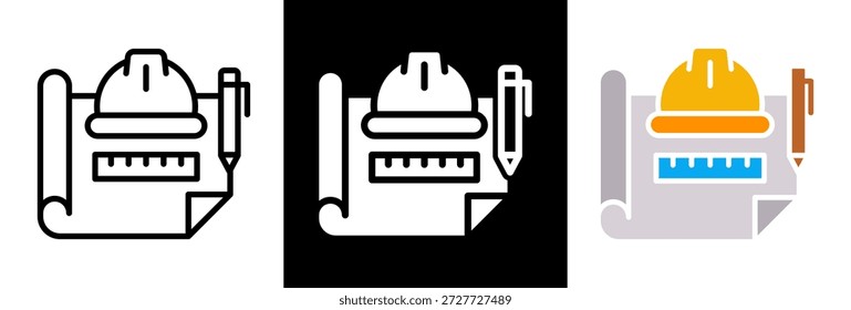 Icono de arquitecto triple Ilustración vectorial