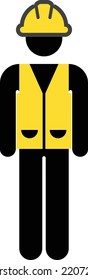 Architect icon vector element of male construction worker person profile avatar with hardhat helmet in glyph pictogram illustration