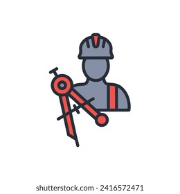 Icono de arquitecto. vector.Curso editable.Signo de estilo lineal para uso de diseño web,logotipo.Ilustración de símbolo.