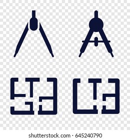 Architect icons set. set of 4 architect filled icons such as compass
