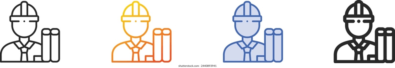 architect icon.Thin Linear, Gradient, Blue Stroke and bold Style Design Isolated On White Background