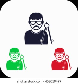 Architect Illustration set. Blue, green, red icon.