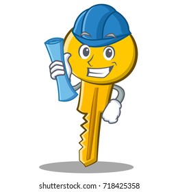 Architect key character cartoon style vector illustration