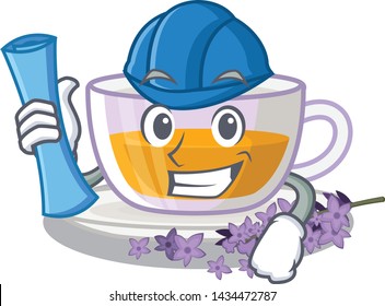 Architect lavender tea isolated with the cartoon