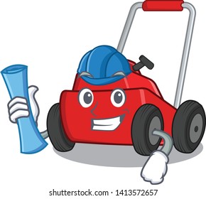 Architect lawnmower isolated cartoon