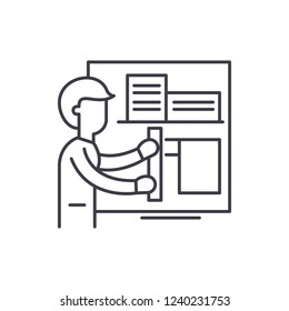 Architect line icon concept. Architect vector linear illustration, symbol, sign