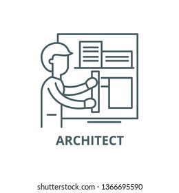 Architect line icon, vector. Architect outline sign, concept symbol, flat illustration