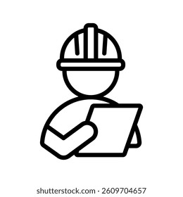 Architect Line Vector Illustration On White Background.