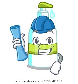 Architect liquid soap in a cartoon basket