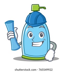 Architect liquid soap character cartoon