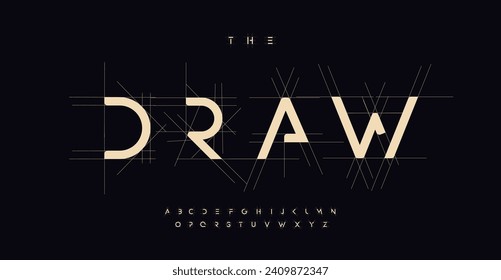 Architect logo alphabet, bold creative letters, unique architectural font for modern elegant logo, stylish minimalist headline, futuristic typographic design. Vector typeset.