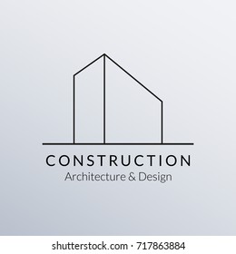Architect logo. Architecture emblem. Building line icon. Construction company design template. Vector illustration.