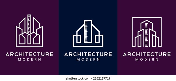 Architect logo design, building or house designer with a minimalist concept, a building combined with a ruler icon.