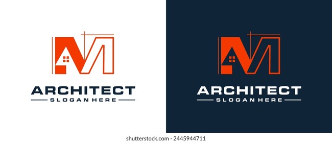 Architect logo design geometric abstract icon symbol M initial letter