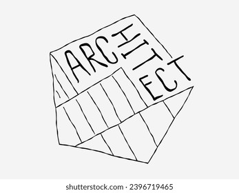 Dibujo de línea de doodle con logotipo de arquitecto