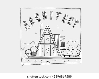 Architect logo doodle line art