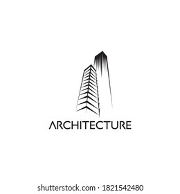 Architect logo illustration. Creative abstract line building vector design template.