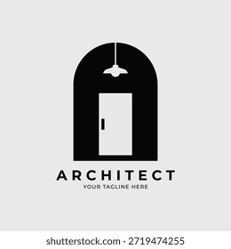 Logotipo del arquitecto, logotipo moderno, logotipo mínimo. ideas del logotipo, Plantilla, arquitecto, arquitectura, edificio, puerta, interior, minimalista