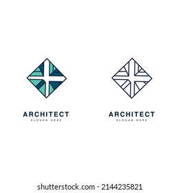 Diseño de plantilla de logotipo de arquitecto, ilustración de icono 