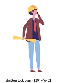 architect man with blueprints professional