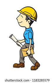 Architect Man Clipping Art Isolated In Vector Style Illustration.