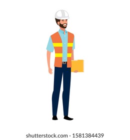 Architect man design, Construction work repair reconstruction industry build and project theme Vector illustration