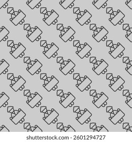 Architect man with project paper line seamless pattern, construction theme. Vector graphics. Worker and project plan sign with background, repeat line icon