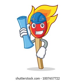Architect match stick character cartoon