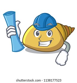 Architect mollusk shell character cartoon