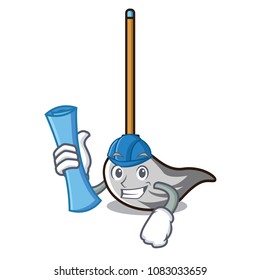 Architect mop character cartoon style