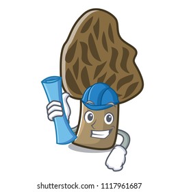 Architect morel mushroom character cartoon