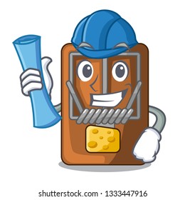 Architect mousetrap in the shape mascot wood
