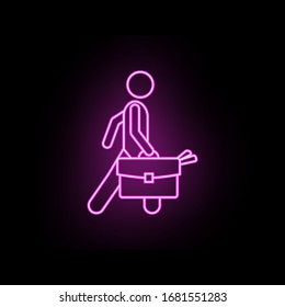 Architect neon icon. Simple thin line, outline vector of male bag and luggage icons for ui and ux, website or mobile application