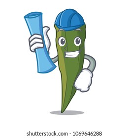 Architect okra character cartoon style
