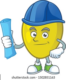 Architect olive cartoon character on white background