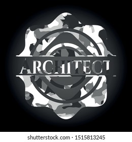 Architect on grey camouflaged pattern