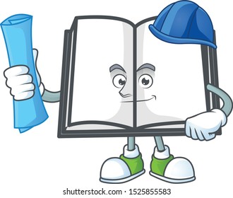 Architect open book with character mascot style