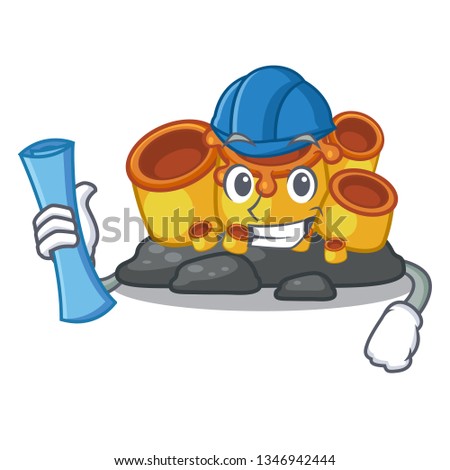 Architect orange sponge coral isolated with cartoon