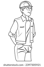 An architect in outline and vector format.