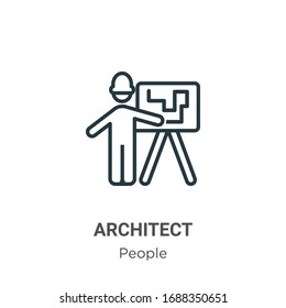 Architect outline vector icon. Thin line black architect icon, flat vector simple element illustration from editable people concept isolated stroke on white background