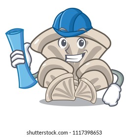 Architect oyster mushroom character cartoon