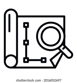 Architect paper draw icon. Outline architect paper draw vector icon for web design isolated on white background