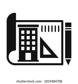 
 Architecture Papier Glyph Style Vektorsymbol, das leicht modifizieren oder bearbeiten kann
